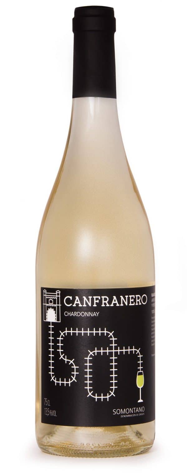 Botella de Canfranero Blanco Chardonnay de Bodegas Valdovinos